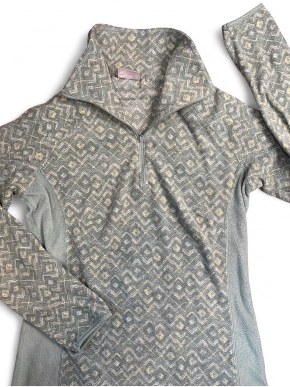 Columbia Women's Light Gray Patterned Half-Zip Turtleneck Sweater